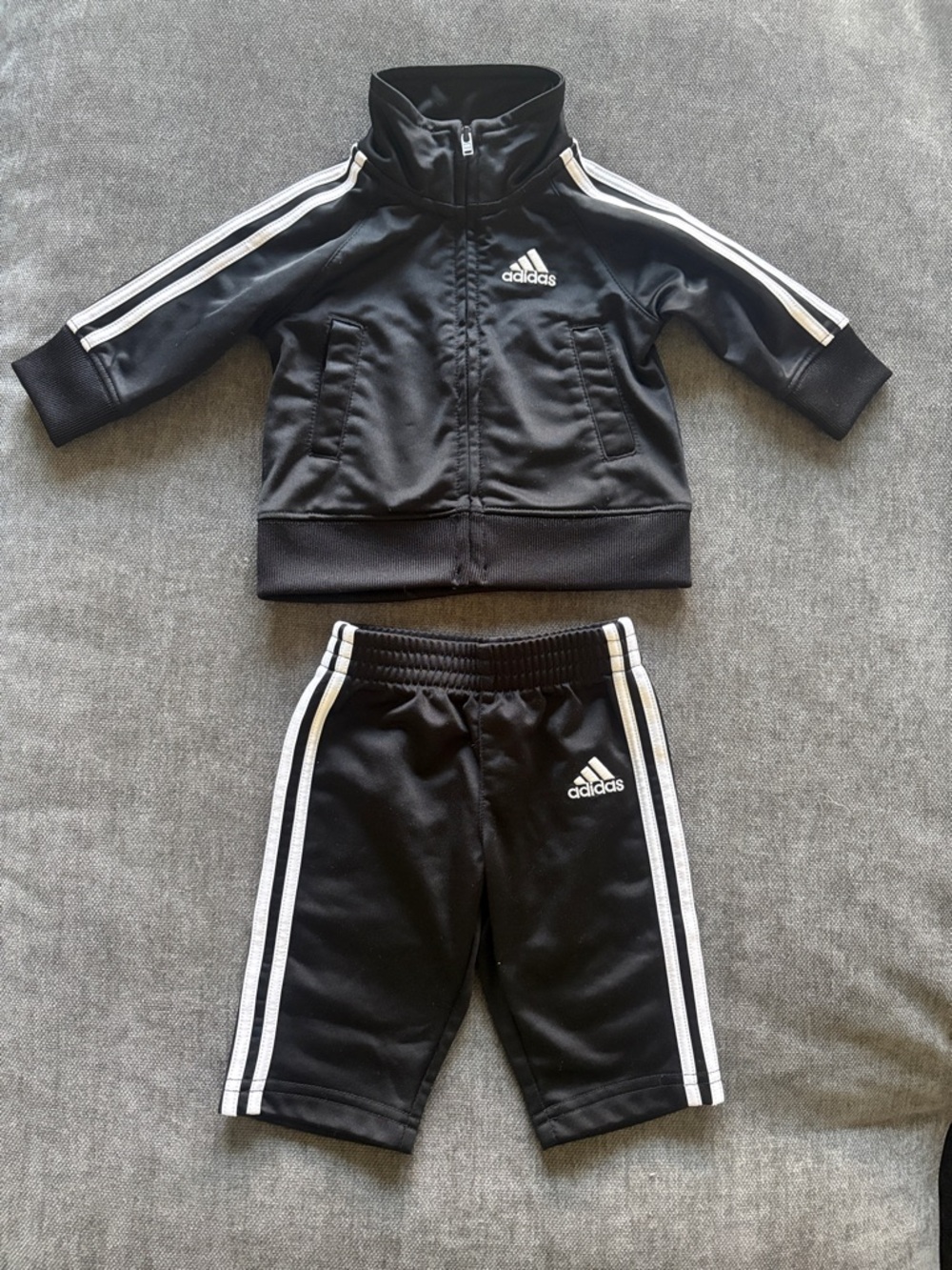 Adidas Black & White Kids Track Jacket and Pant Set
